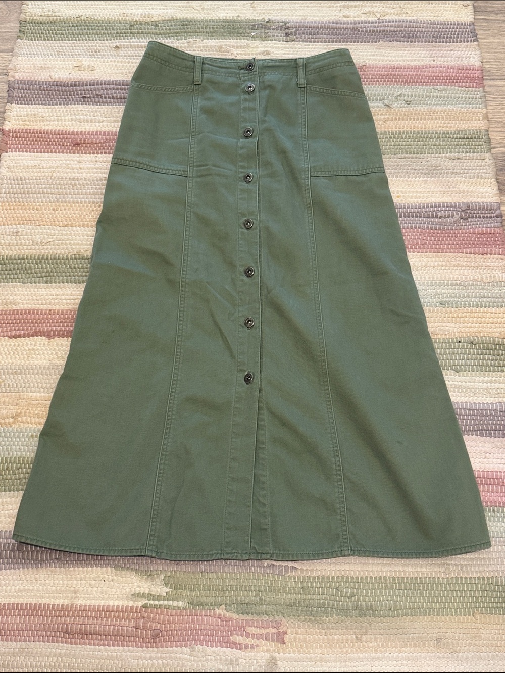 Ralph Lauren Button-Front A-Line Skirt in Olive